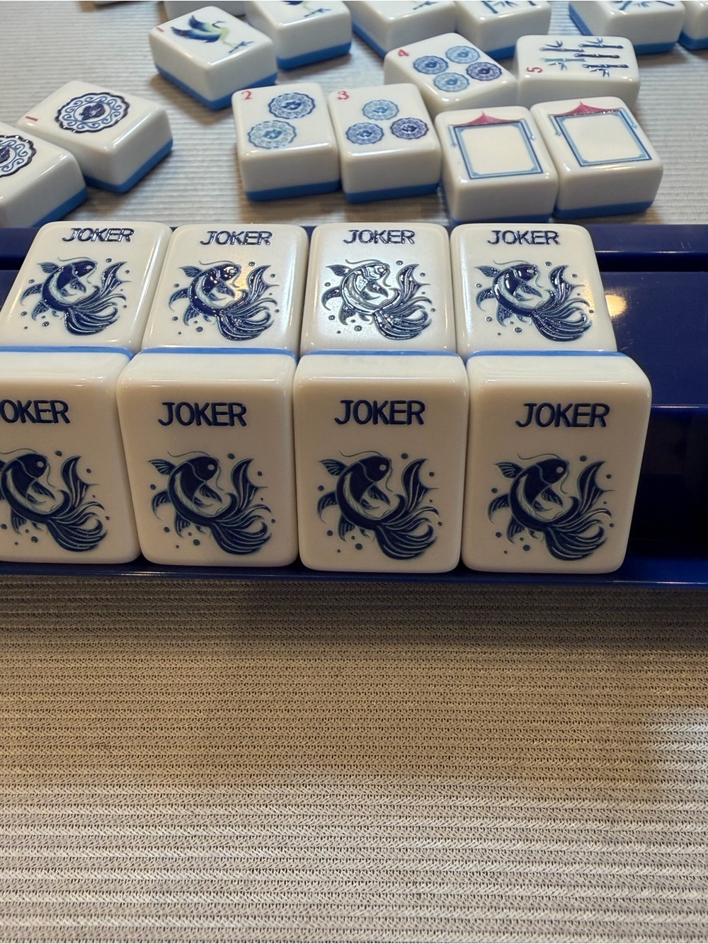 Mahjong set 160 tiles  Comes with blanks. Lovely Blue and white Chinoiserie - Picture 7 of 12